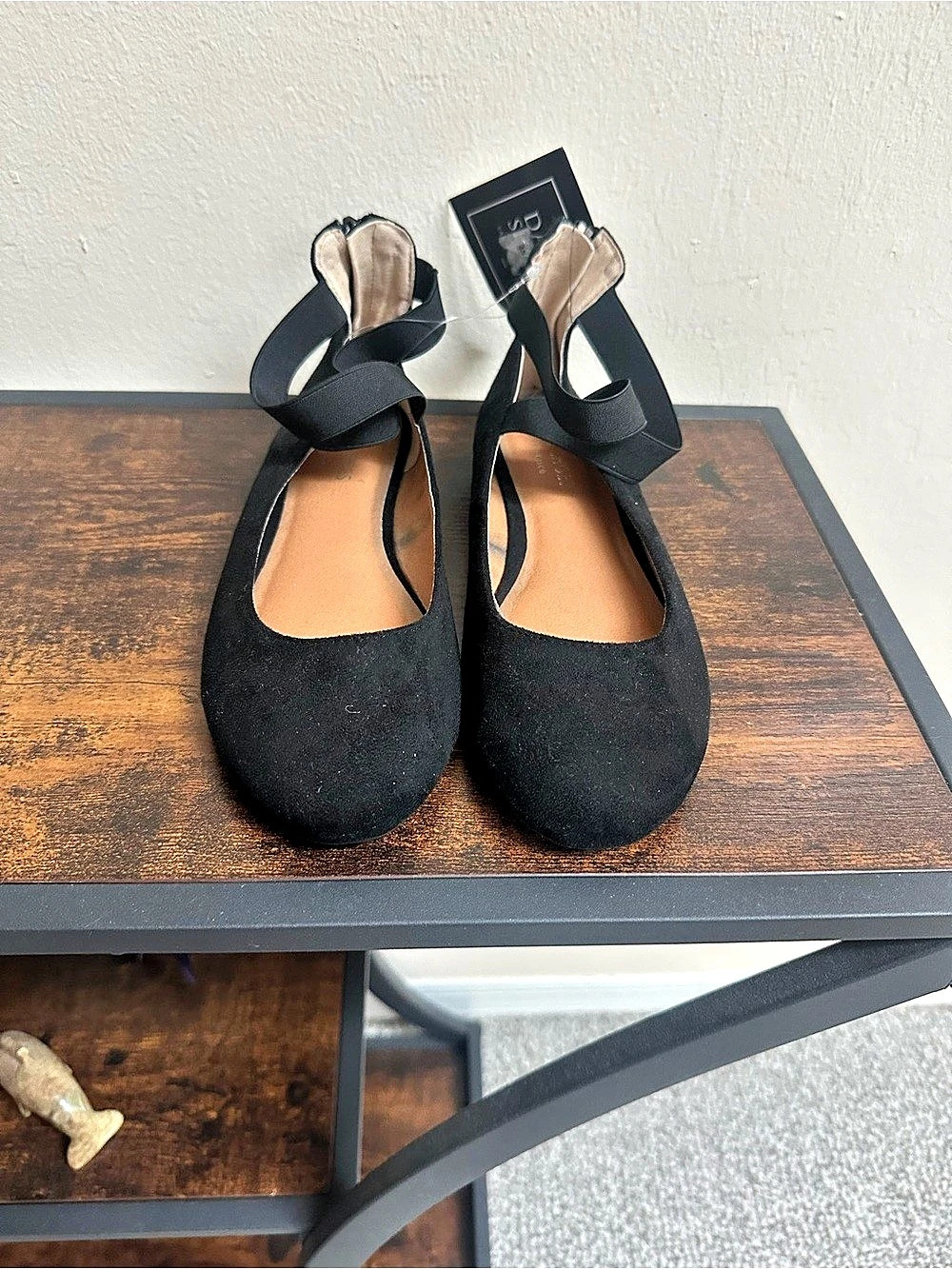 NWT Daily Shoes Black Ankle Strap Ballet Flats